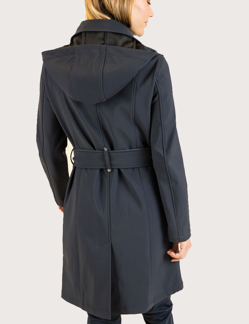 HBT TRENCH MI-LONG À CAPUCHE AMOVIBLE BLEU MARINE POUR FEMME QUEEN