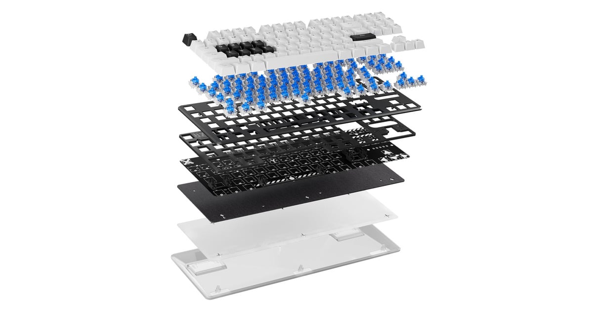 PulsarPCMK 2HE TKL Mechanical Gaming Keyboard  (Wit/zwart, US lay-out, 80% (TKL), RGB, PBT Double-shot keycaps, Hot-swap)