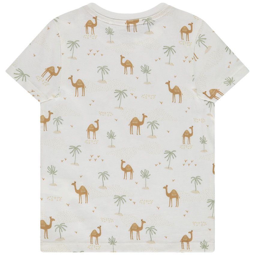 T-shirt manches courtes imprimées dromadaire et palmiers pour bébé garçon - Ecru