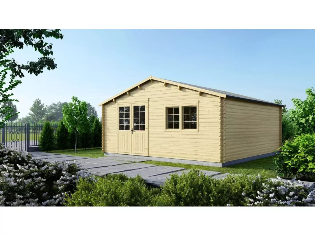 Abri de jardin en bois - 36m2 - 6x6m - Ep. 40mm - Couleur: naturel - DOM749 - ALTANKA