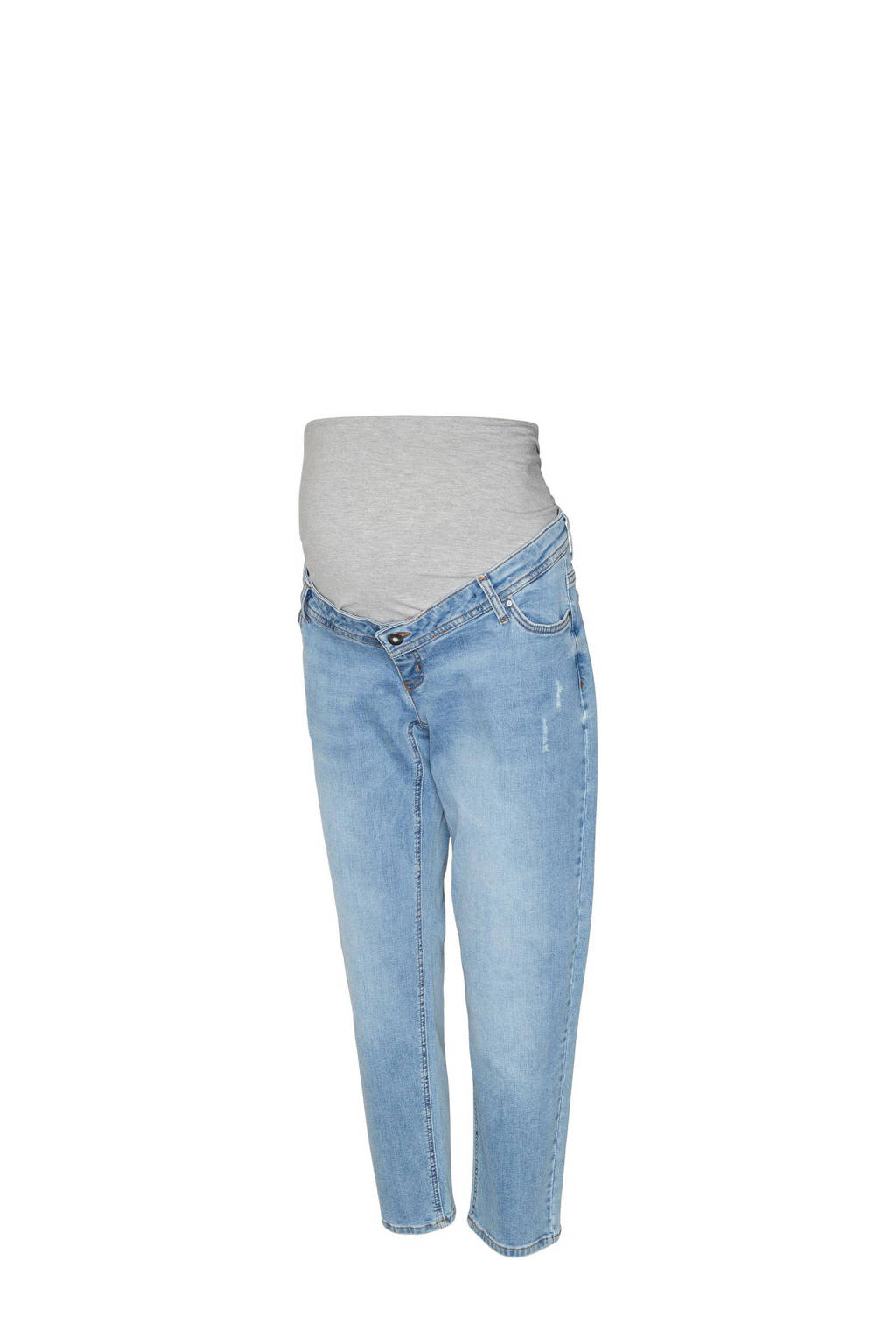 MAMALICIOUS cropped zwangerschaps regular jeans MLOLIVIA light blue denim