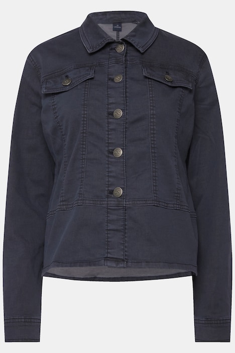Jeansjacke, Hemdkragen, Zierbänder, Langarm