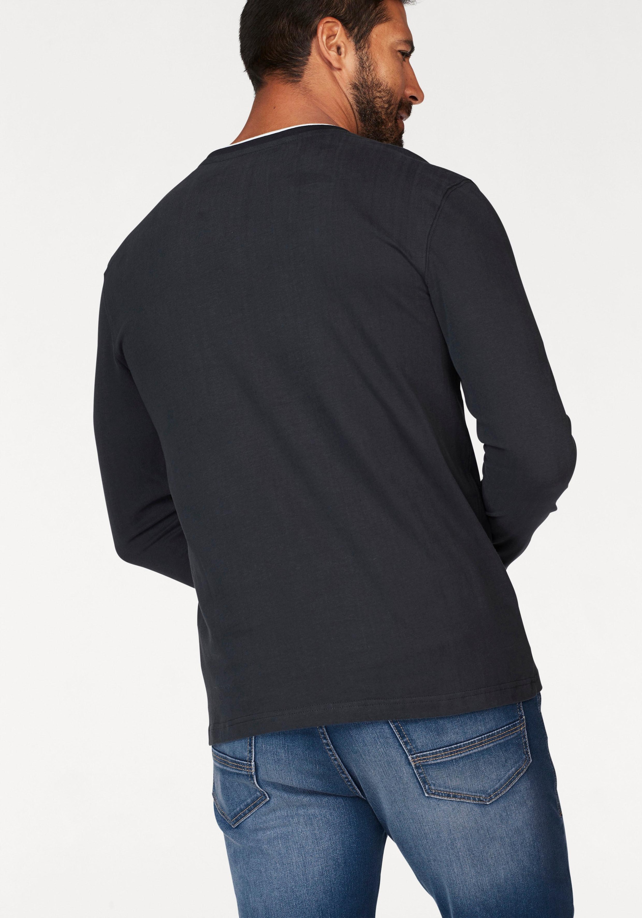Man's World Langarmshirt , Langarm,  bedruckt,  Rundhalsausschnitt,  aus 100% Baumwolle