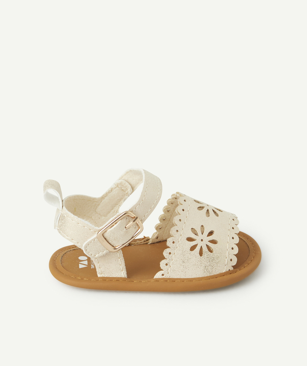 CHAUSSONS STYLE SANDALES BÉBÉ FILLE COULEUR DORÉE AJOURÉS