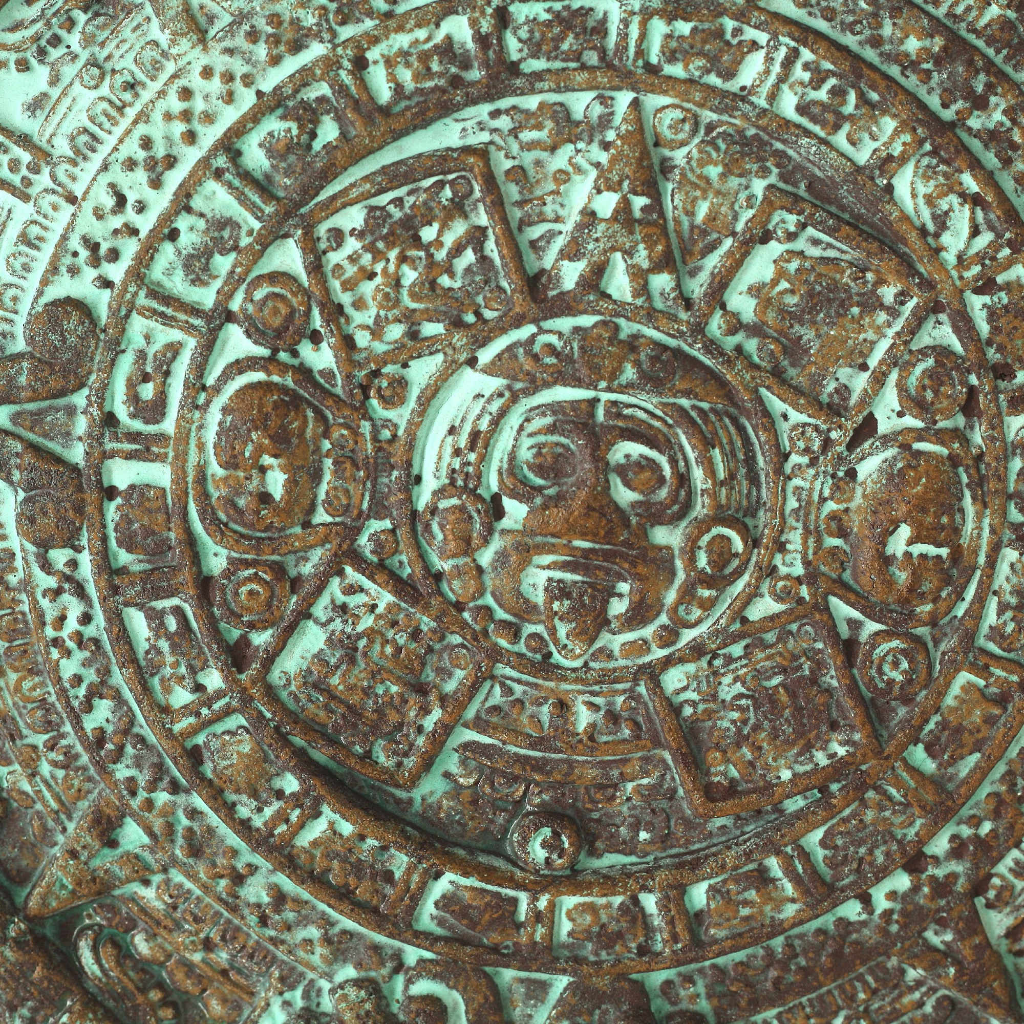 Wandteller 'Aztekenkalender', grün, Ø 32 cm, H 3 cm von fischer's lagerhaus