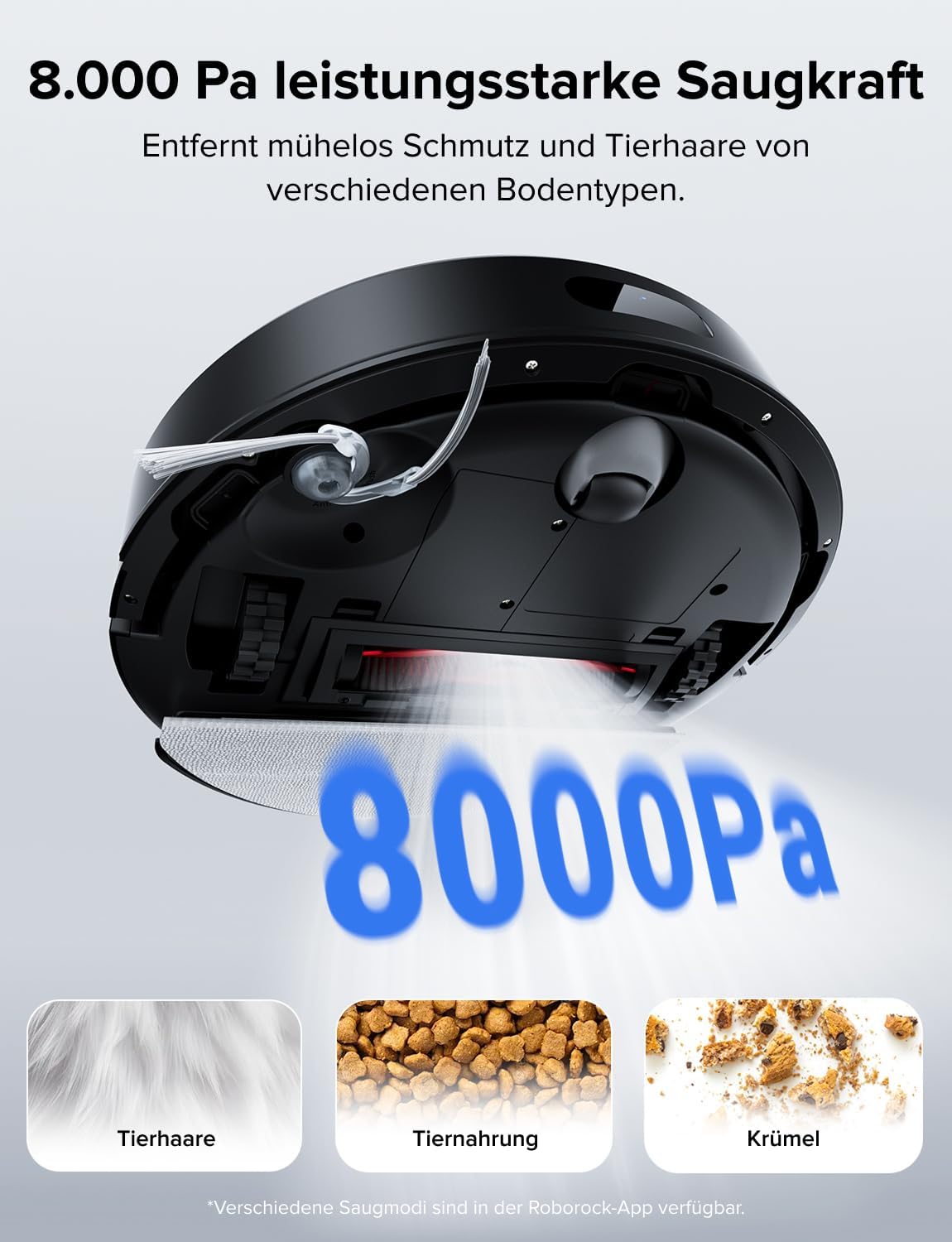 roborock Q7 L5 Saugroboter, Dual Anti-Tangle System, 8.000 Pa HyperForce Saugkraft, Präzise Navigation, Smart No-Go Zone, Einstiegsleistung, Perfekt für Haustierbesitzer (Schwarz)
