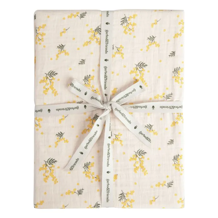 garbo&friends Drap-housse Mimosa en mousseline de coton | Blanc cassé