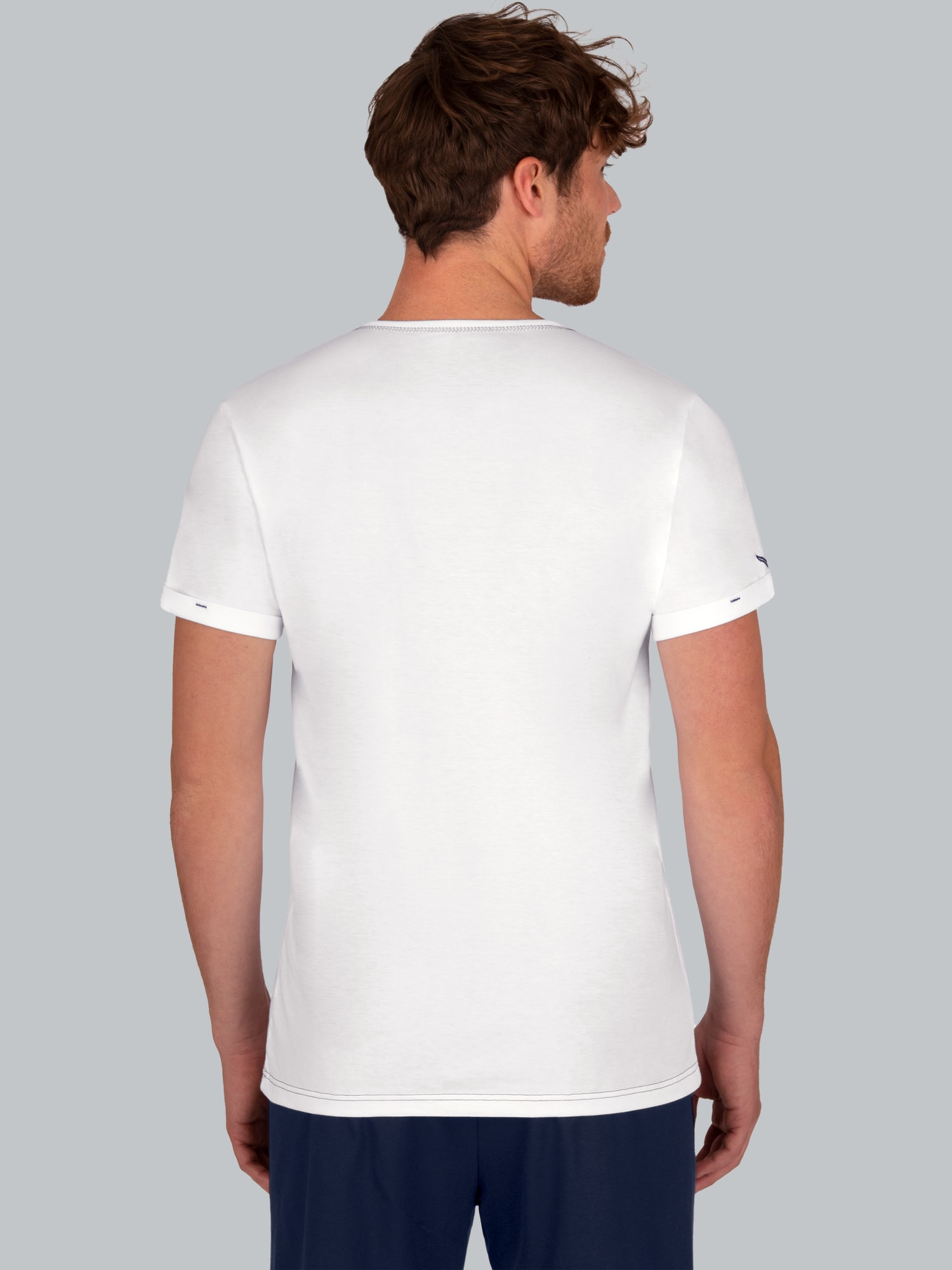 T-Shirt Knopfleiste aus Biobaumwolle Weiss-C2C
