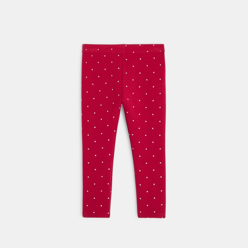 Legging molleton bio imprimé pois rose bébé fille