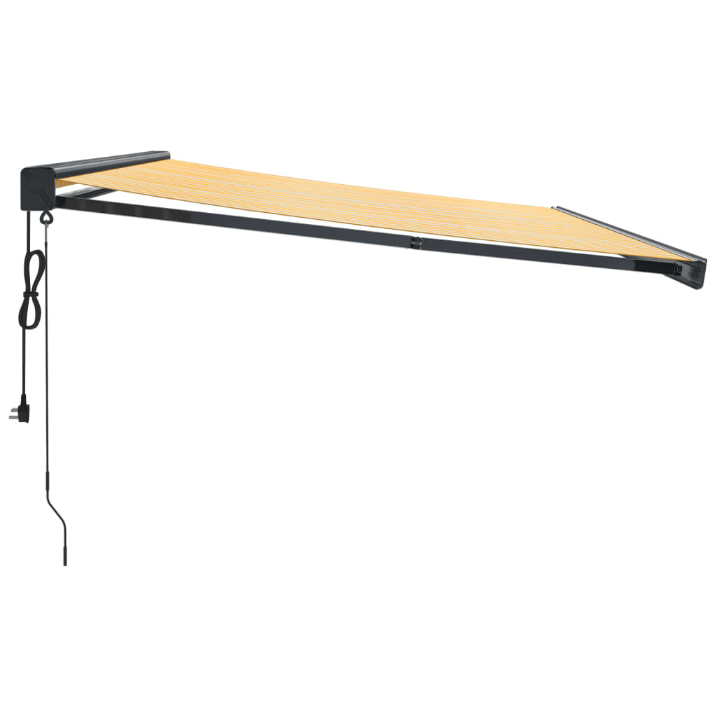 Auvent rétractable jaune et blanc 4x3 m tissu et aluminium