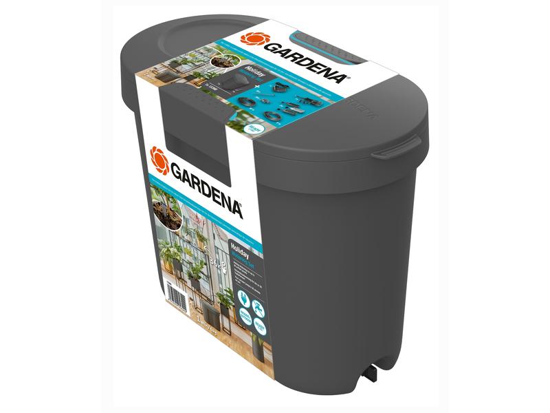 GARDENA Bewässerungs-Set AquaBloom mit Wasserbehälter Solarbetriebenes Bewässerungsset für Balkon und Terrasse