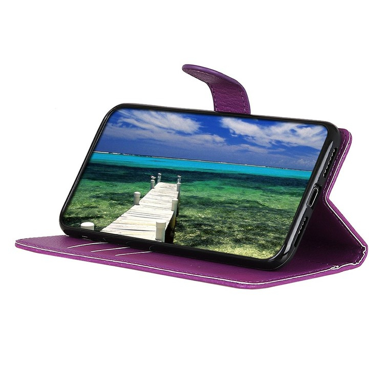 Samsung Galaxy A56 Leder Tasche Flip Cover Litchi Look - Lila