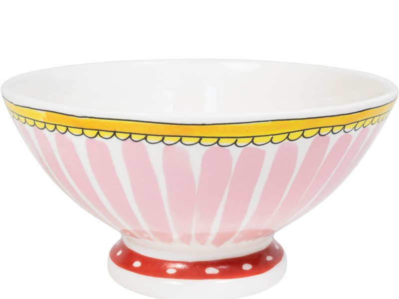 Vintage schaal roze streep Ø21cm