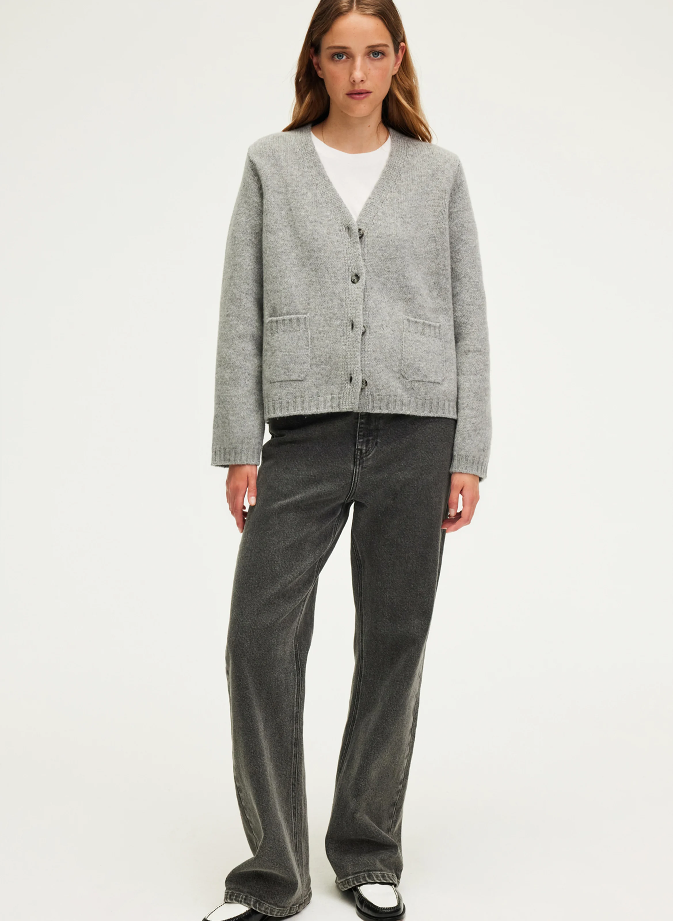JOZIE - Gilet col V en laine mélangée | Gris
