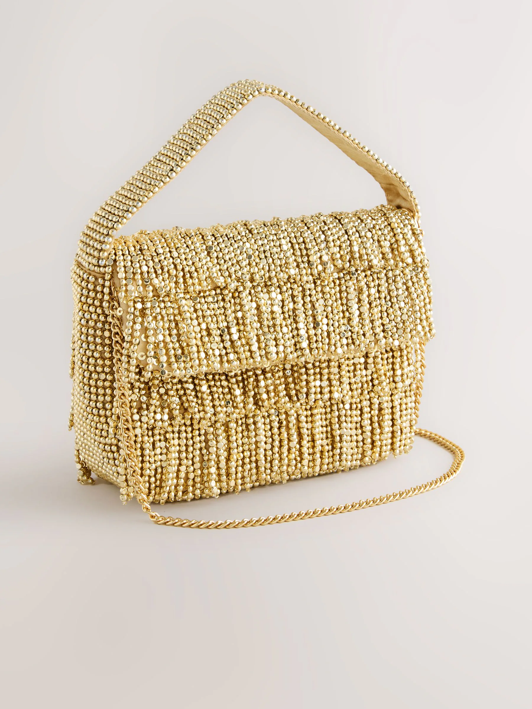 Goud - Mini Sparkle Beaded Hand Held Bag