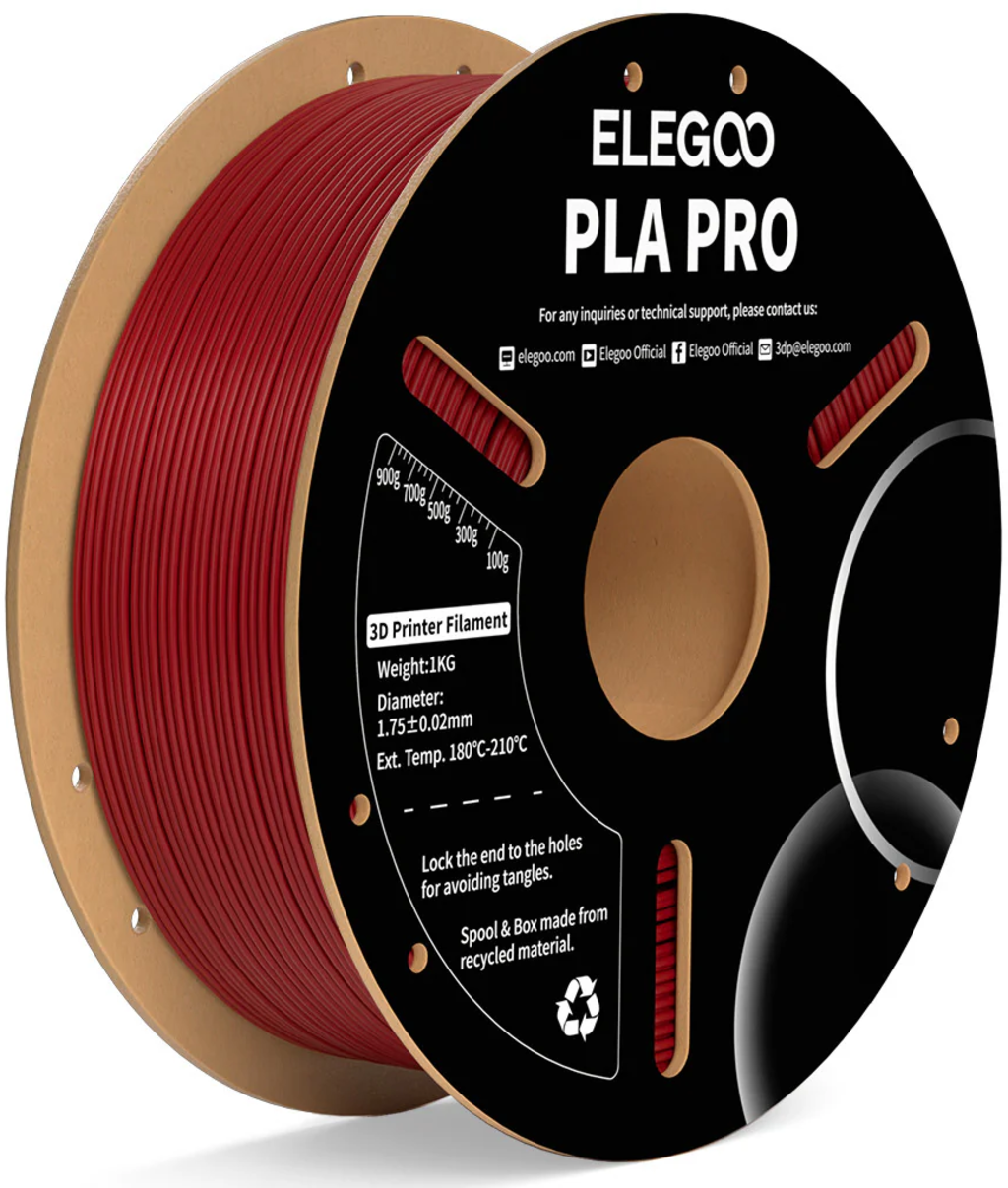 Elegoo  PLA Pro Burgundy Red, 1,75 mm / 1000 g    PLA mit hervorragender Starrheit, Steifheit & Temperaturbeständigkeit in Burgundrot