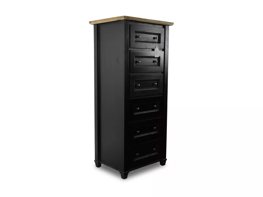 Semainier chiffonnier 6 tiroirs Bois-MDF Noir - Idéline Décoration d'Autrefois