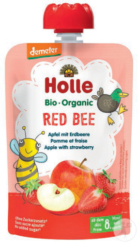 Holle Red Bee Gourde Pomme Et Fraise Dès 8 Mois Bio 100g