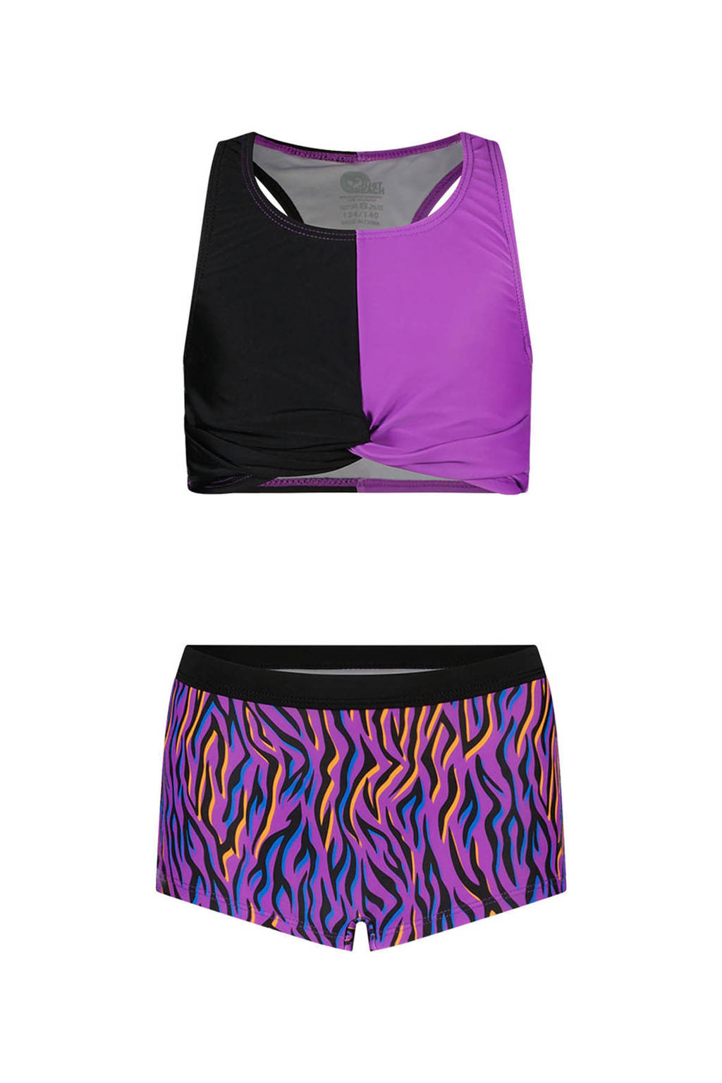 crop bikini paars/zwart