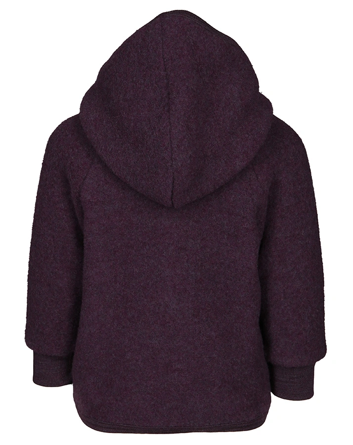 Wollfleece-Kapuzenjacke HOLZKNÖPFE in lila melange