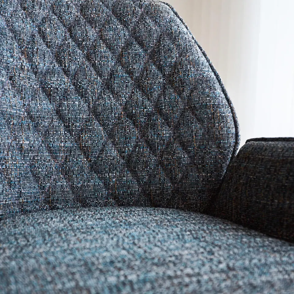 Barkruk Novan chenille blauw - Zithoogte 68 cm - Stof - Blauw