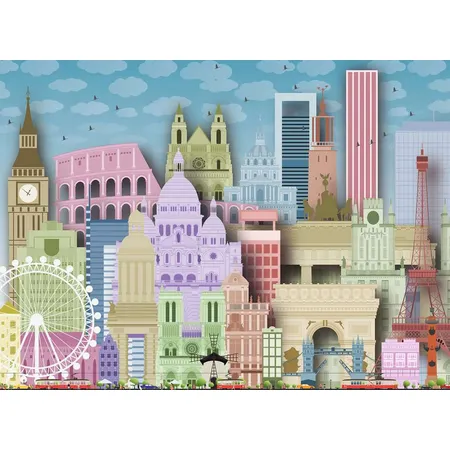 Ravensburger XXL Puzzle - Buntes Europa, 300 Teile