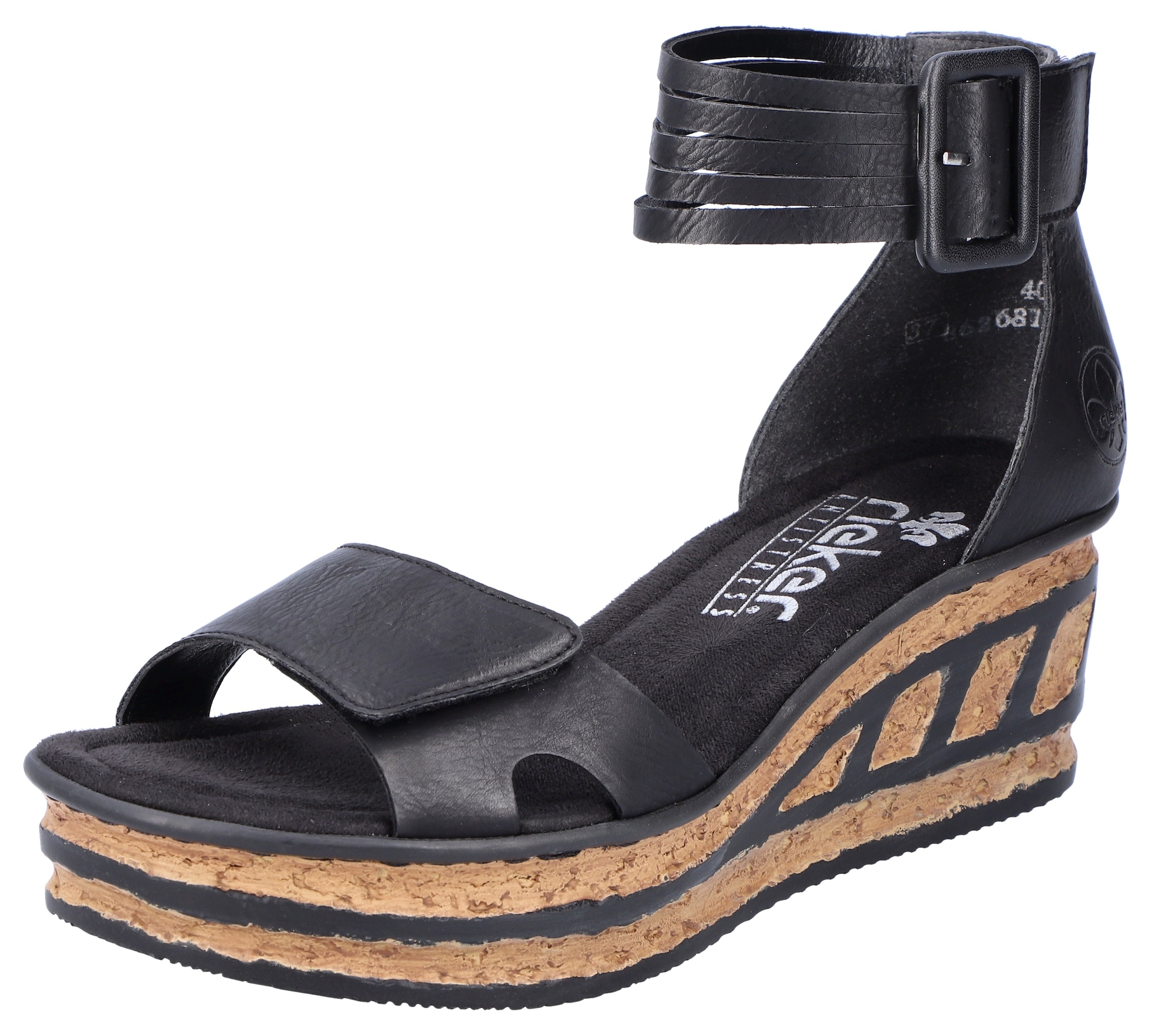 Rieker Sandalette  , Sommerschuh, Sandale, Keilabsatz, mit Laufsohle in Kork-Optik