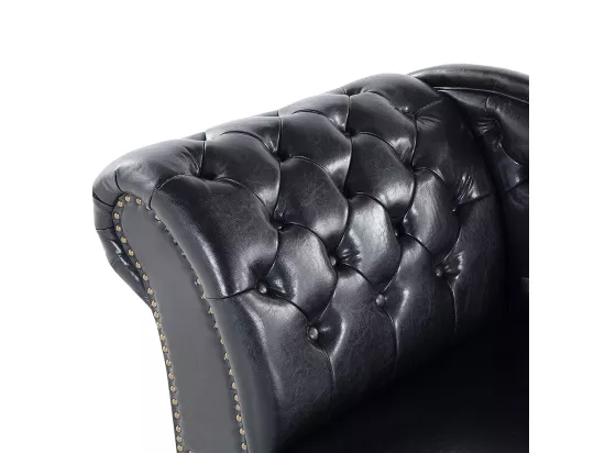 Méridienne capitonnée en cuir PU noir NIMES