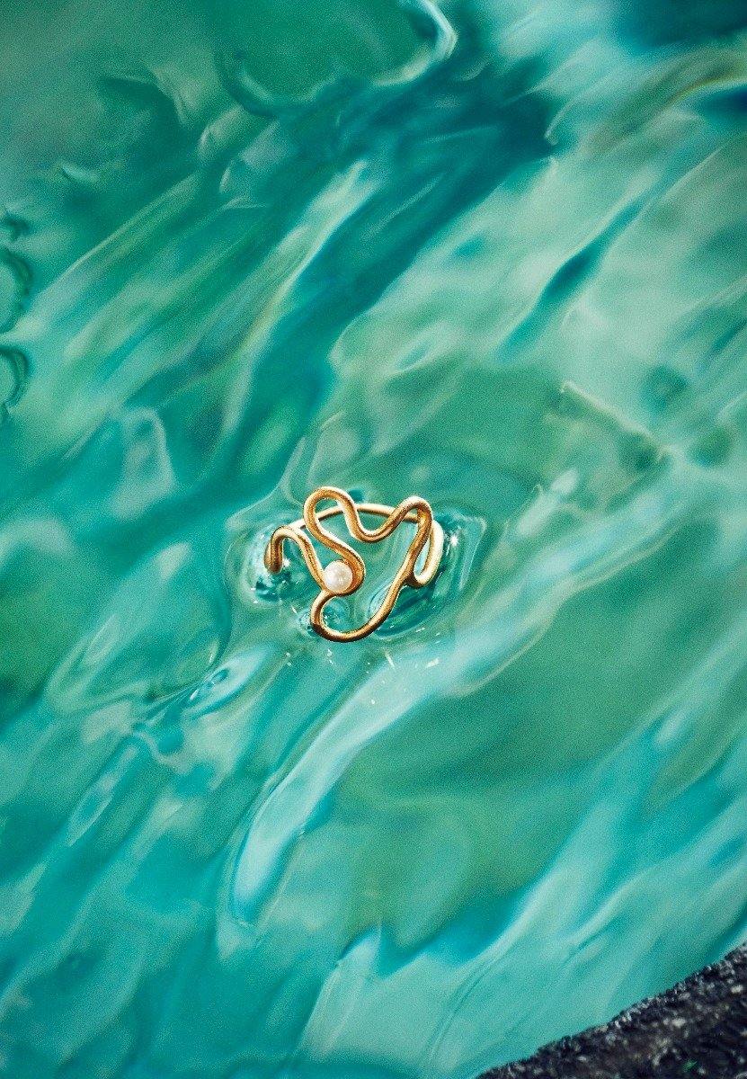 Pernille Corydon  Bay Pearl ring - forgyldt