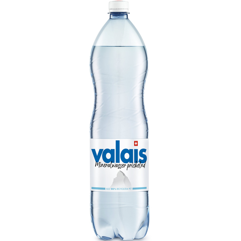 Valais Wasser blau, mit Kohlensäure, 150 cl, 6 Stück