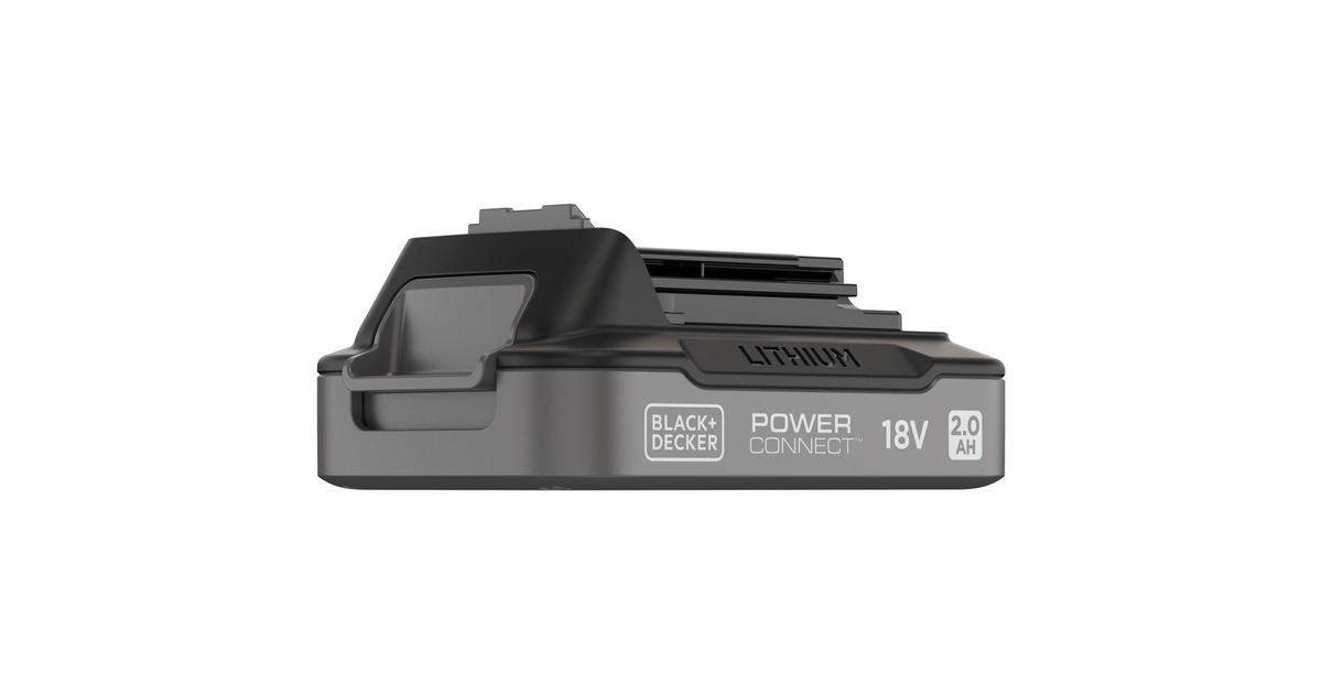 BLACK+DECKERPOWERCONNECT 18V 2.0 Ah accu + 1A snellader oplader  (Zwart, Lithium accu met laadstatusindicator)