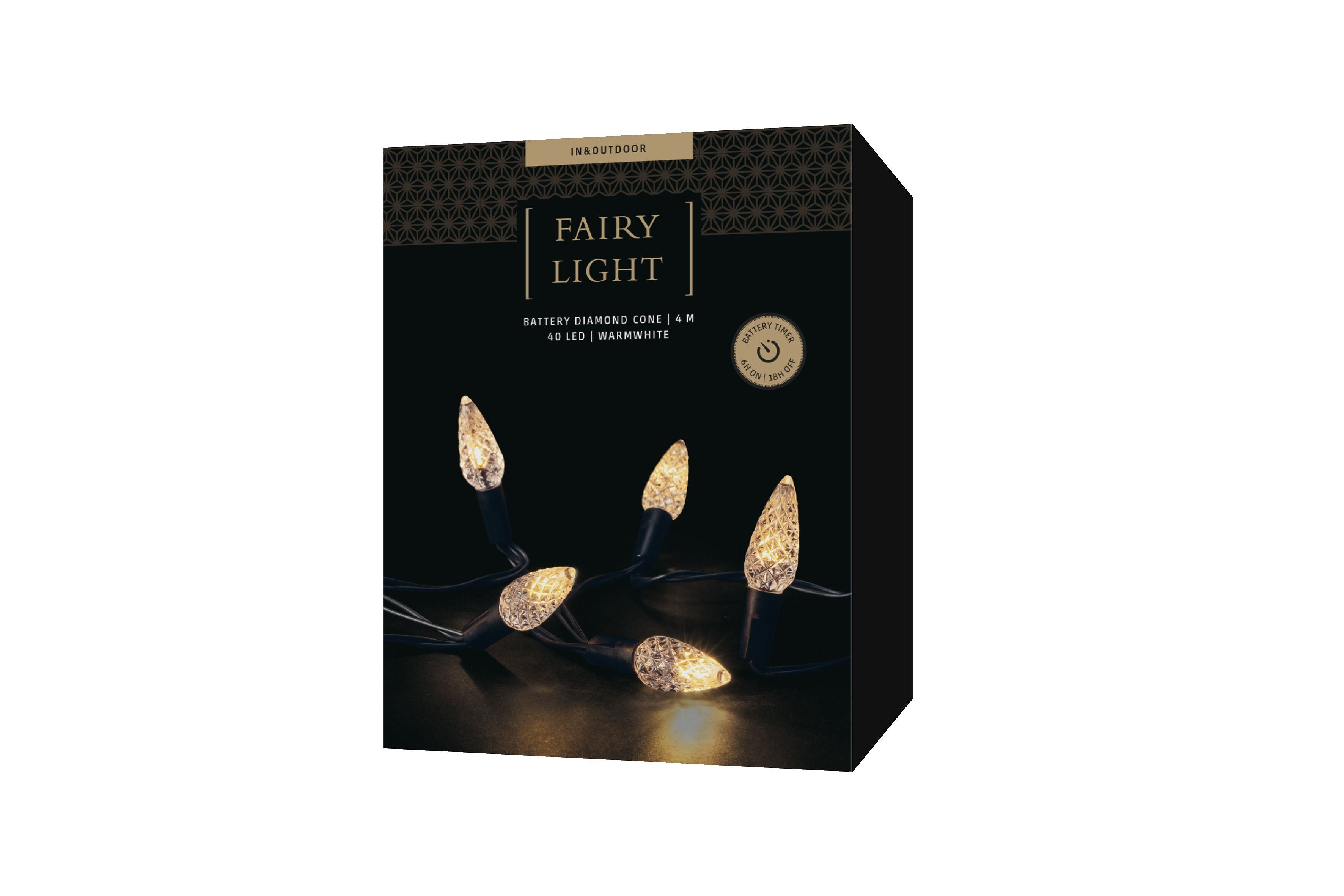 DIAMOND CONES LED-Lichterkette - Schwarz / B: 400cm