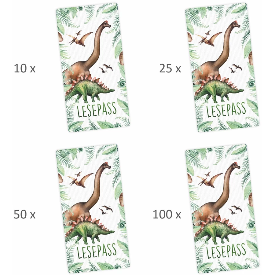 Nikima Lesepass Dinosaurier Lesezeichen zum lesen üben Grundschule  10-100 Stück 100 Stück