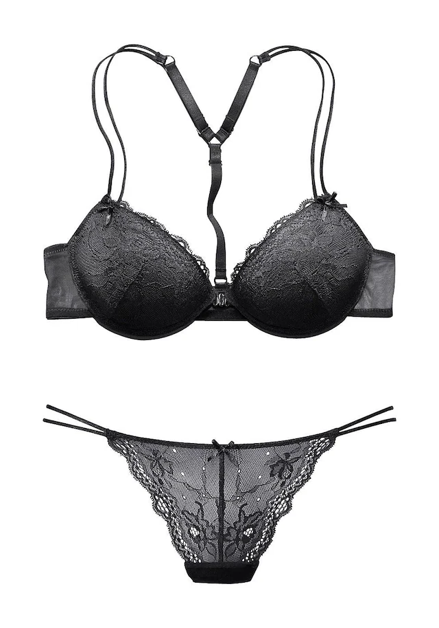 Melrose Set: Push-up-BH, 2 mit Racerback-Trägern und Vorderverschluss, sexy Dessous