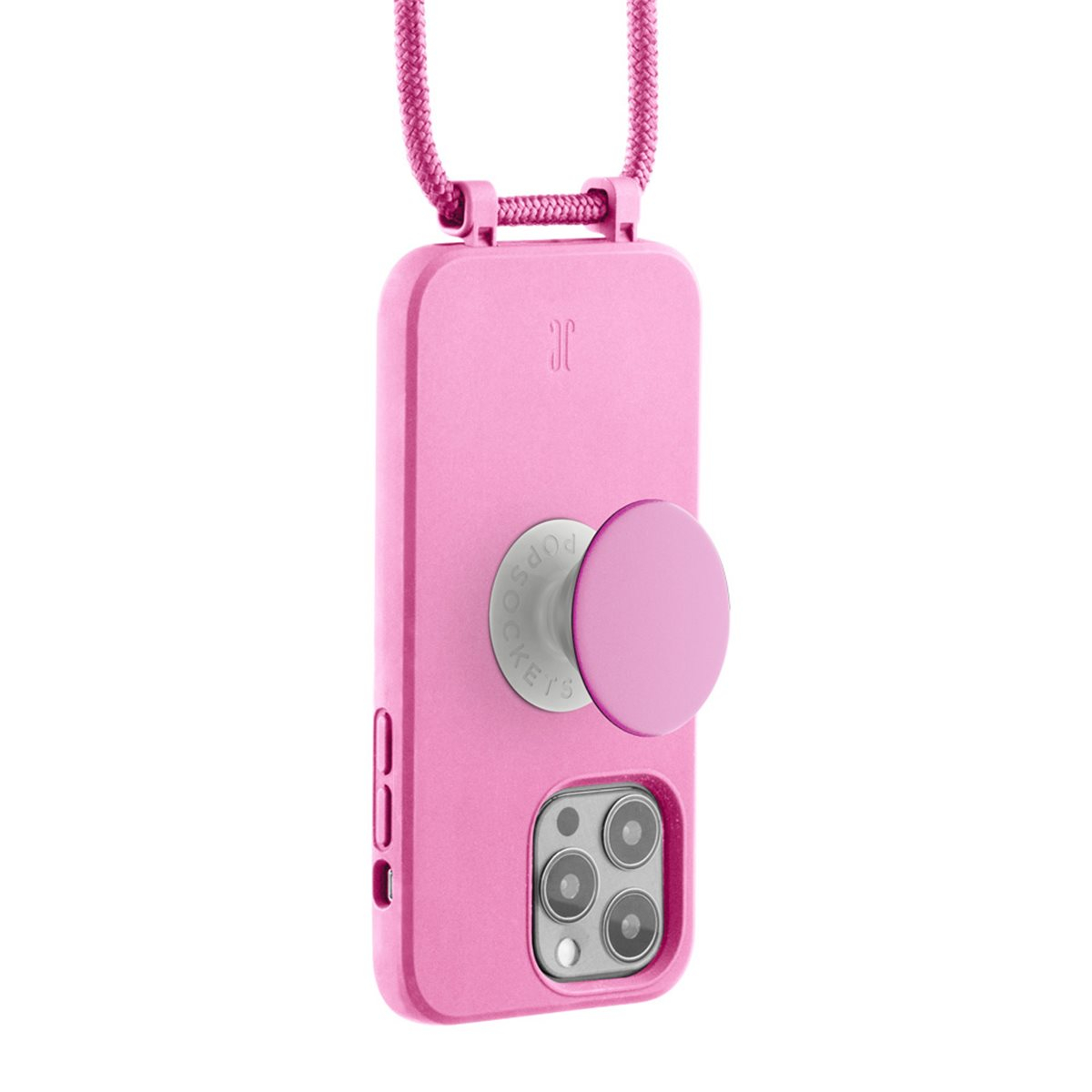 (by Just Elegance) iPhone 13 Pro PopGrip 3in1 Necklace Gummi Hülle   Handykette (150cm)   PopSockets (30134) - Pastel Pink