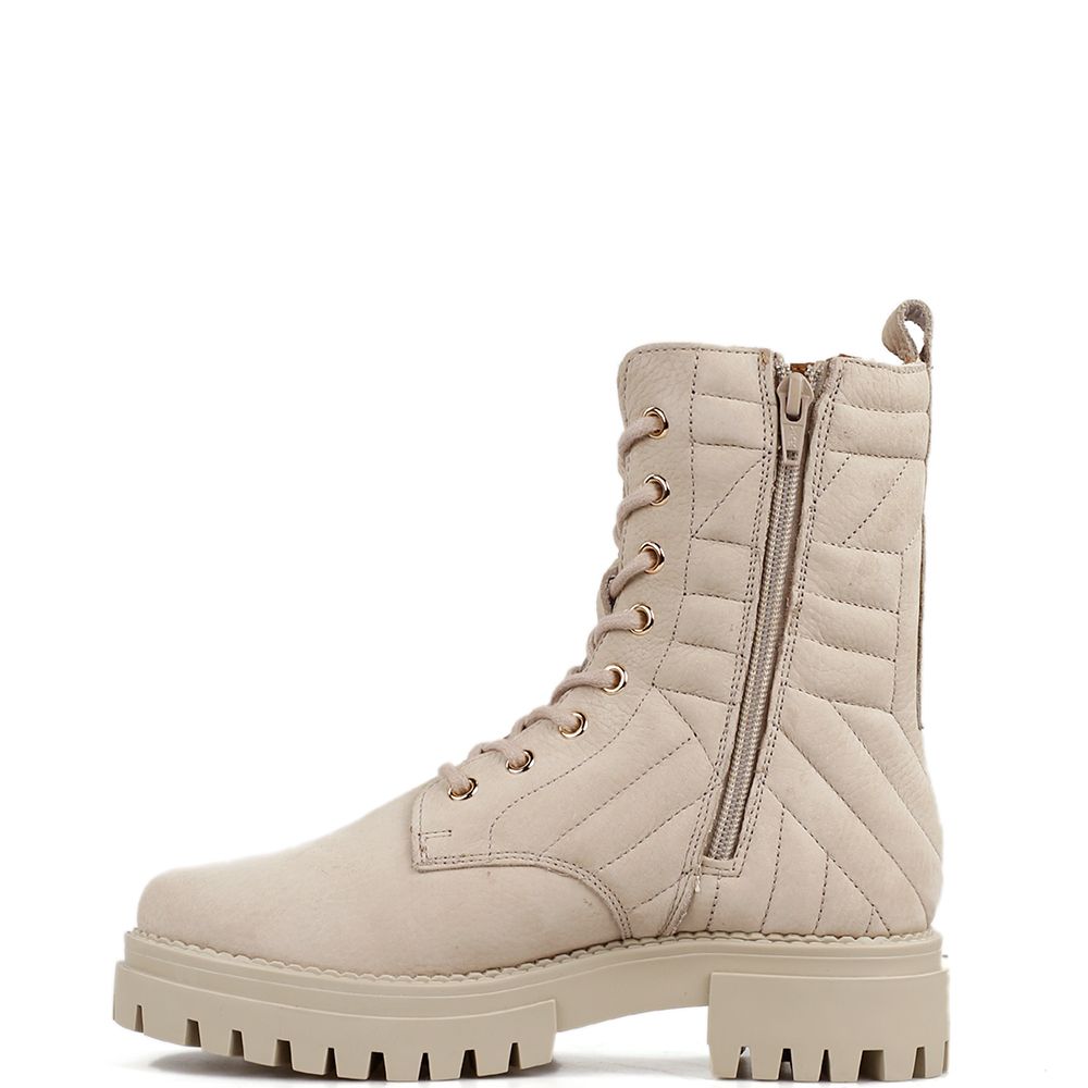 Bikerboots puffer offwhite nubuck