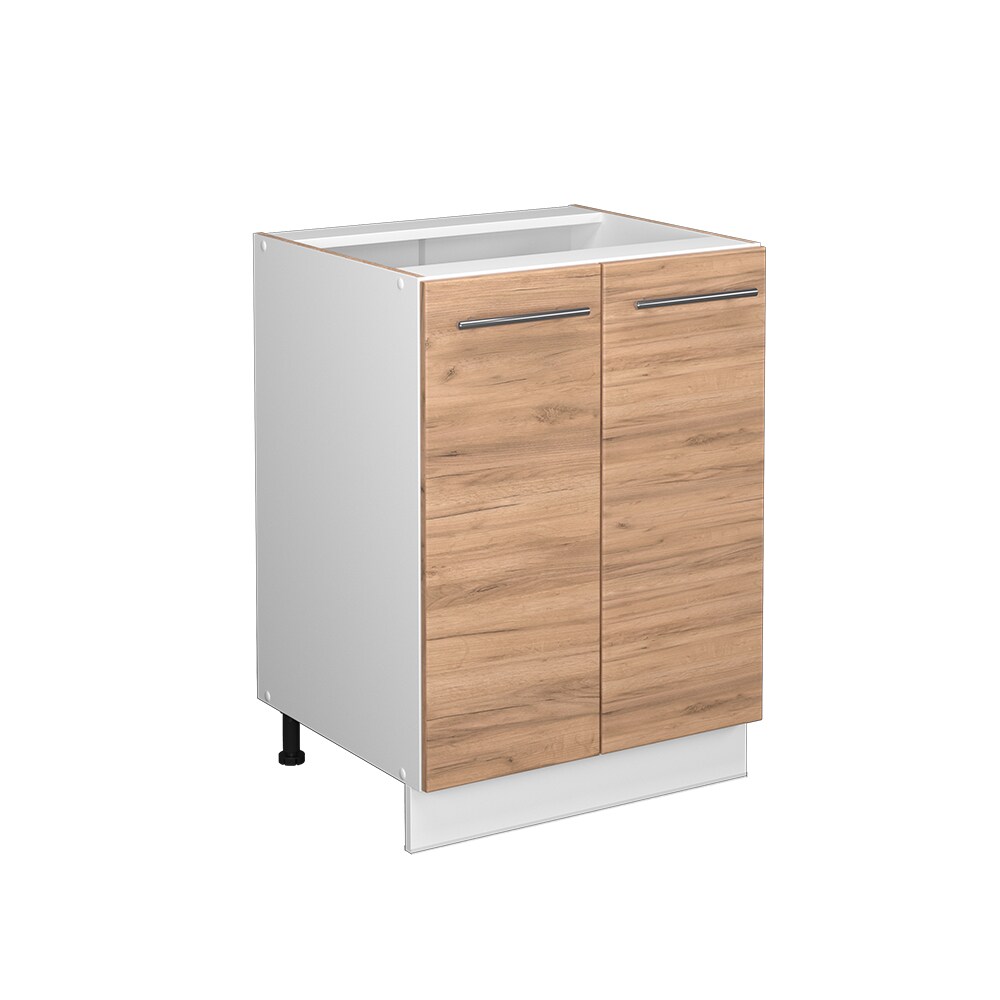 Vicco Unterschrank Küchenschrank Küchenmöbel Fame-Line Weiß Eiche modern 60 cm Küche Einbauküche Drehtür Einlegeboden Blende Küchenzeile