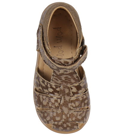 Pom Pom Sandalen - Starter Klettband - Latte Leo