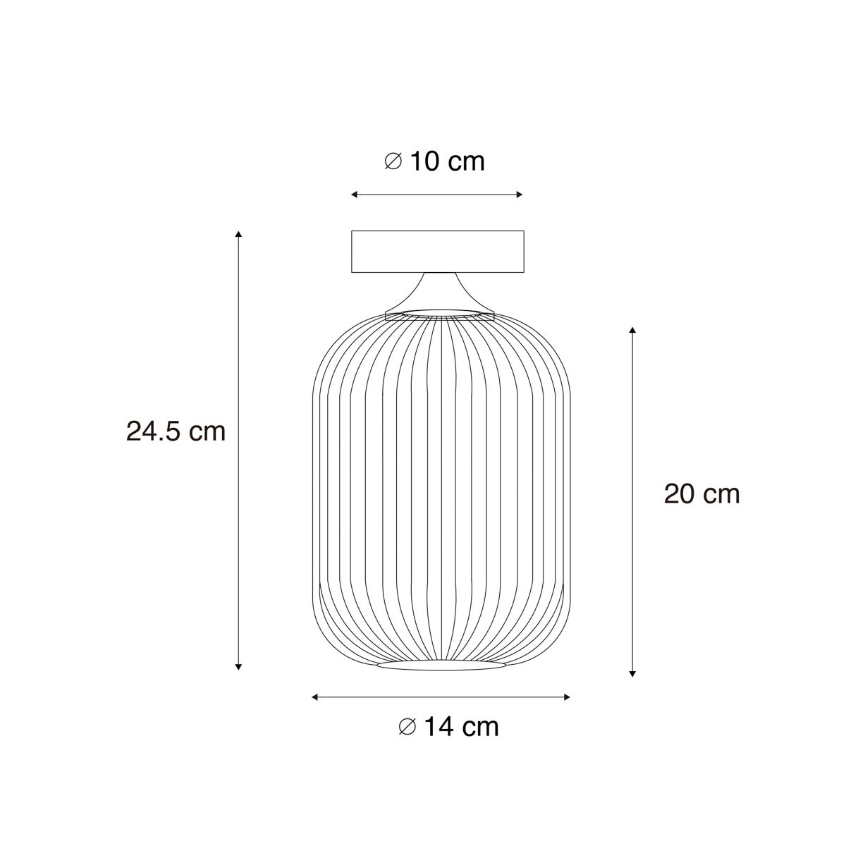 Art deco plafondlamp zwart met smoke glas - Banci