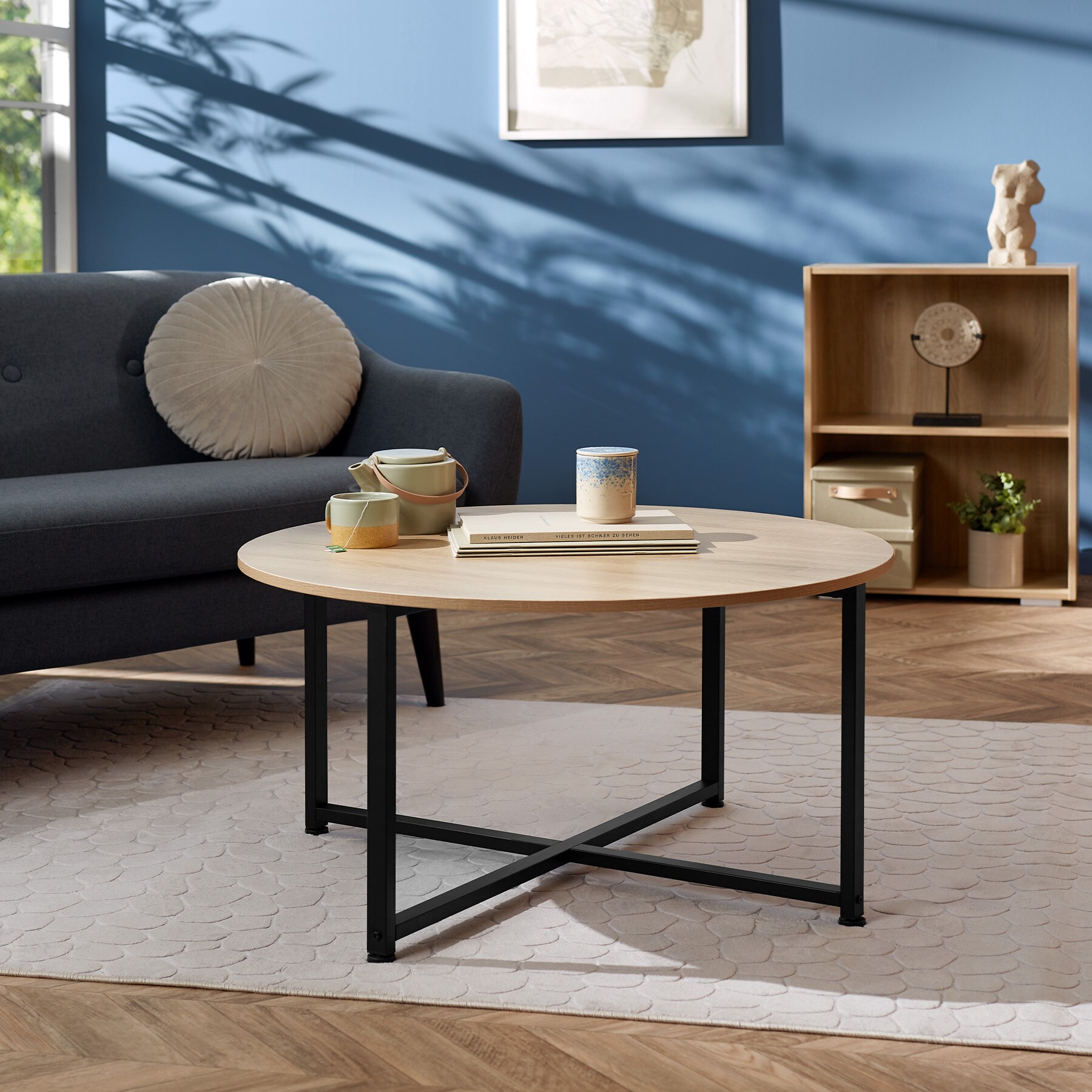 tectake® Couchtisch, Industrial Style, rund, 88,5 x 47 cm