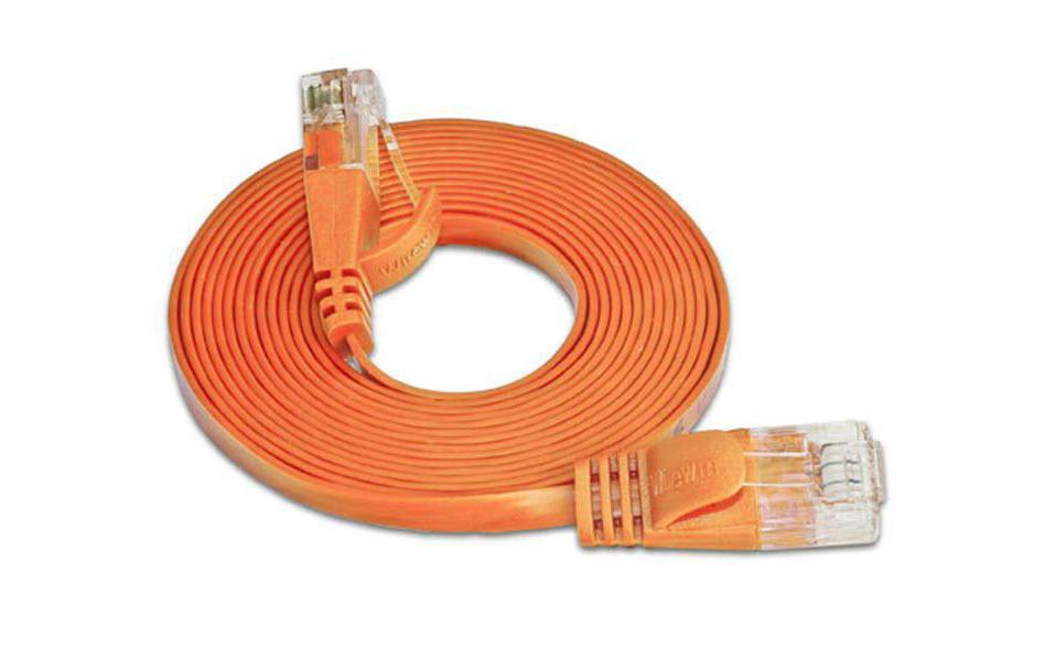 Slimpatchkabel RJ-45 - RJ-45, Cat 6, UTP, 25 m, OrangeUnscreened/Unshielded Twisted-Pair-Kabel (UTP) mit Klinkenschutz