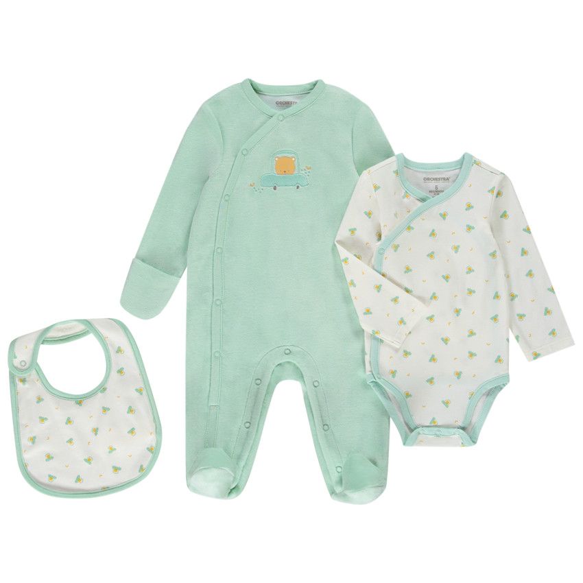 Set naissance 3 pièces Voiture pour bébé garçon - Vert