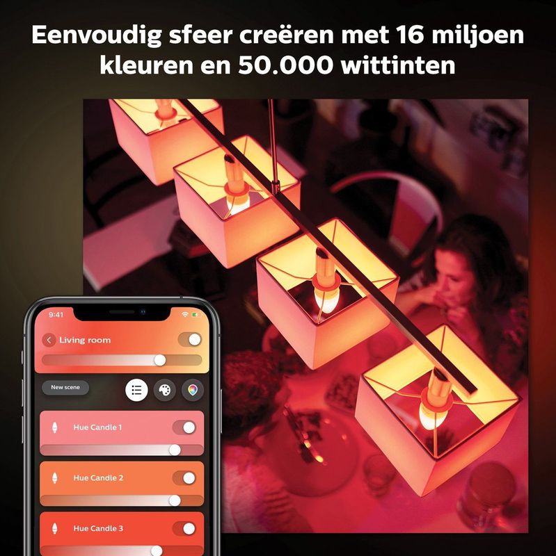Philips - Hue Kaarslamp - Wit en Gekleurd Licht - 5,2W - Bluetooth