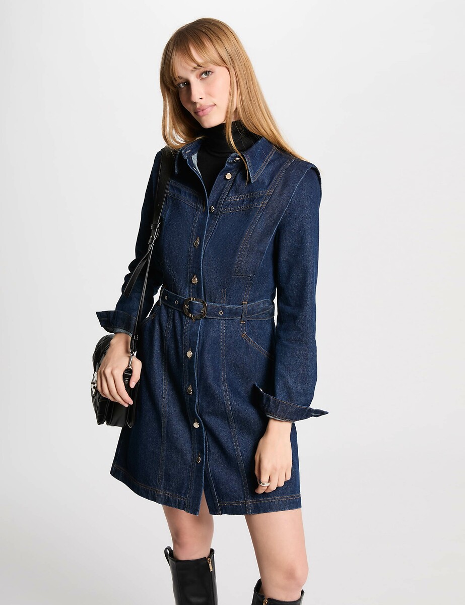 MORGAN<br>Vestido jeans com fechamento por botões