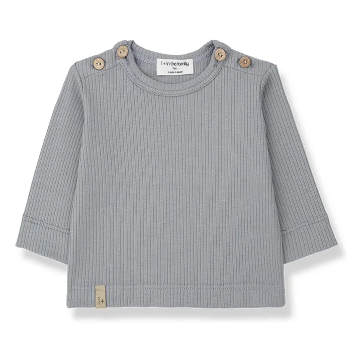 1+ in the family T-shirt Mica Côtelé | Gris galet