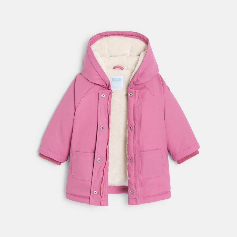 Parka déperlante doublée à capuche rose bébé fille Mauve Violet