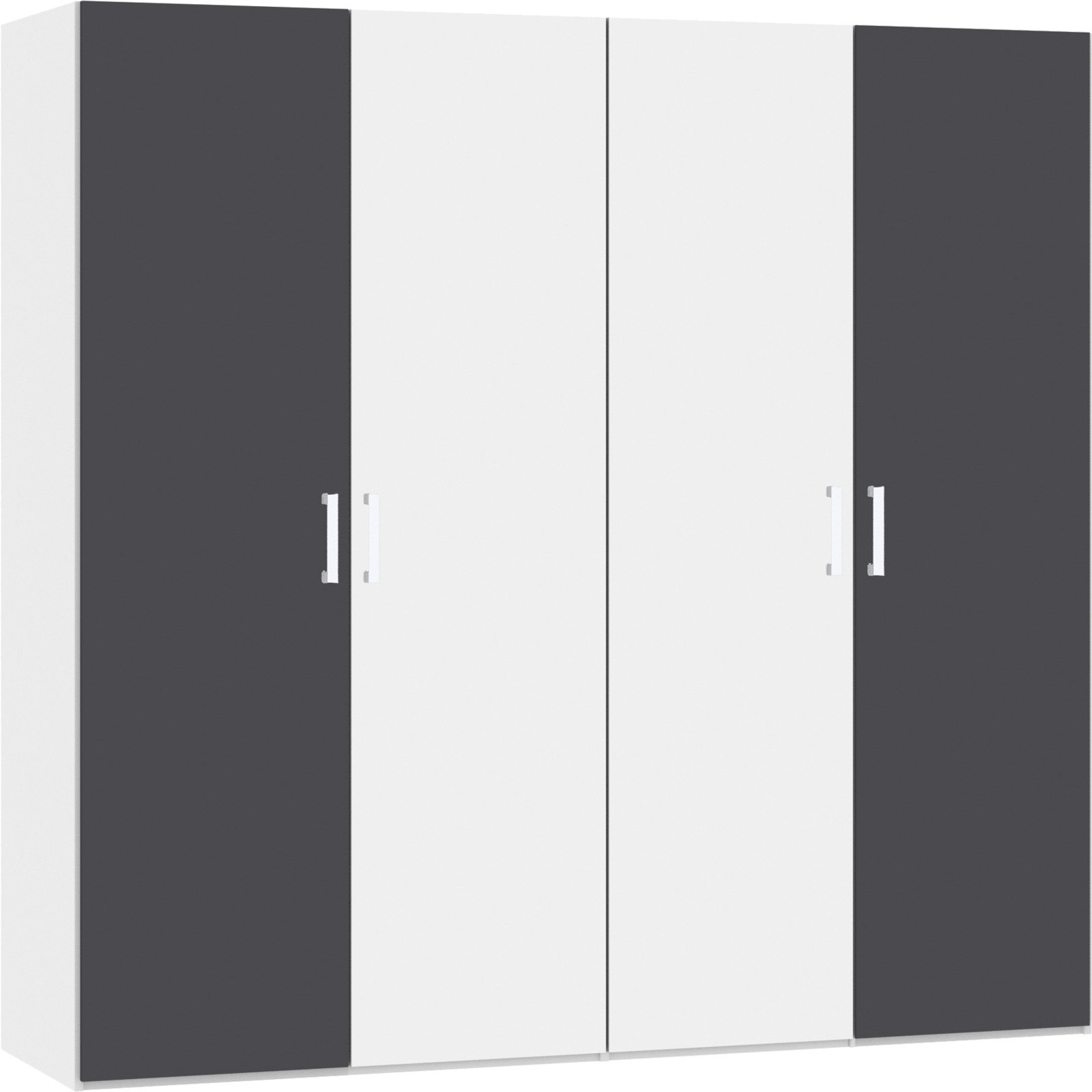 Drehtürenschrank Schweizer 115 Spanplatte melaminbeschichtet premiumweiss/anthrazit matt 203 x 215 x 59 cm