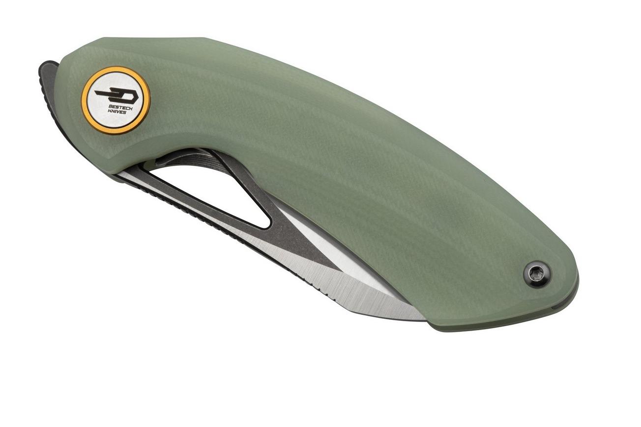 Bestech Bihai Grey DLC Stonewashed Satin, Jade G10 BG53F zakmes, Ostap Hel design