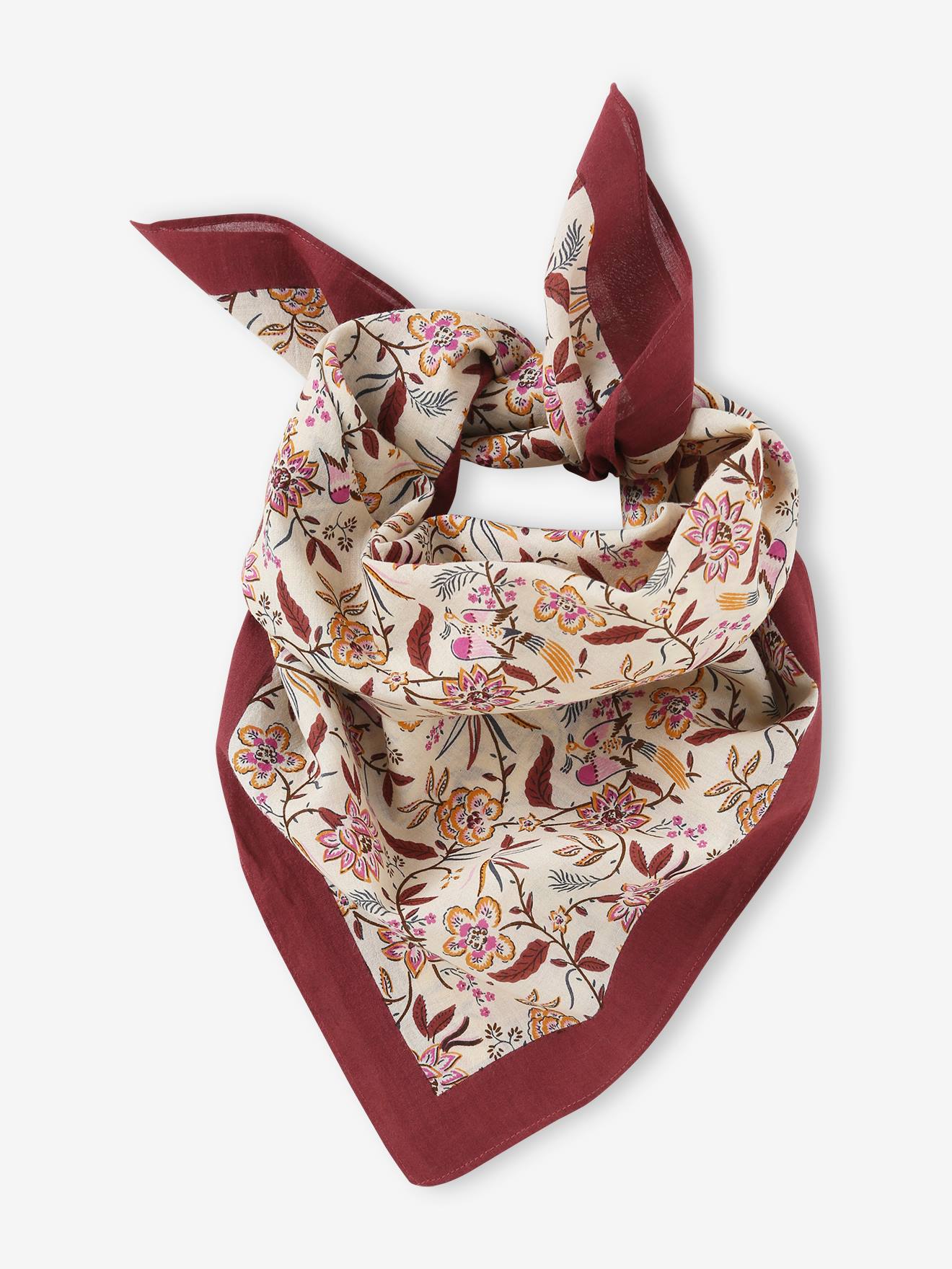Lenço personalizado com estampa floral para meninas na cor malva.