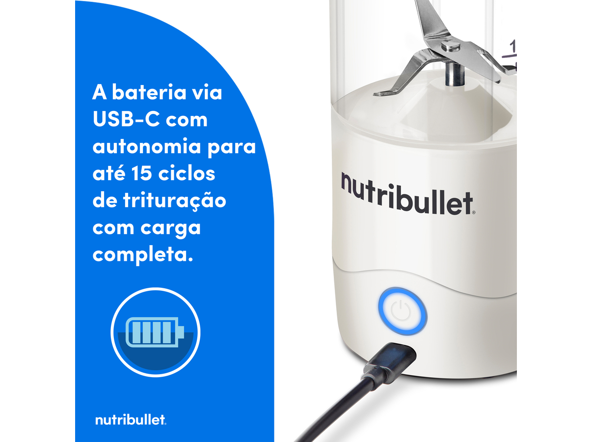 LIQUIDIFICADORA NUTRIBULLET PORTABLE NBP003W BRANCO 475ML